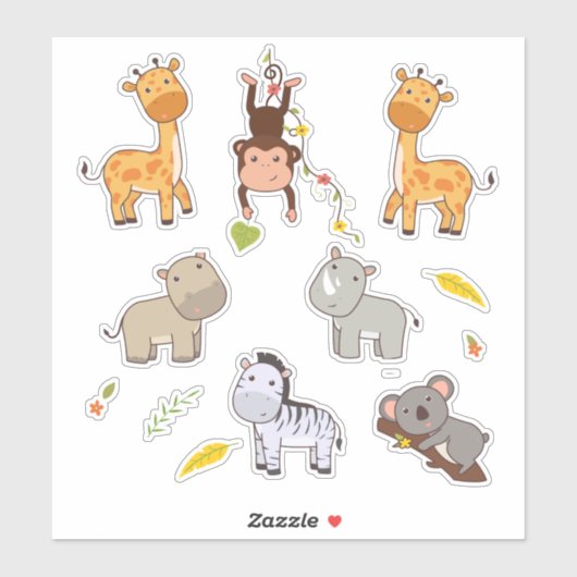 Jungle Animals Collection Scrapbooking Aufkleber (Blatt)