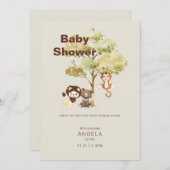 Jungle Animals Cream Boy Baby Dusche Einladung (Vorne/Hinten)