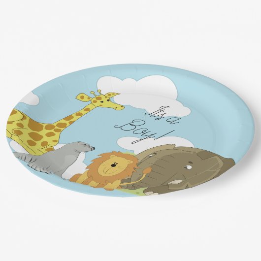 Jungle Animals dachten, es sei eine Baby-Dusche Pappteller (Schrägansicht)