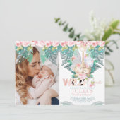 Jungle Animals Erstes Geburtstags-Foto Einladung (Stehend Vorderseite)