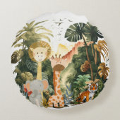 Jungle Animals Exotic Safari Rund Kissen (Rückseite)