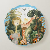 Jungle Animals Exotic Safari Rund Kissen (Rückseite)