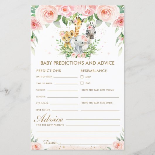 Jungle Animals Floral Baby Vorhersagen und Ratschl (Vorderseite)