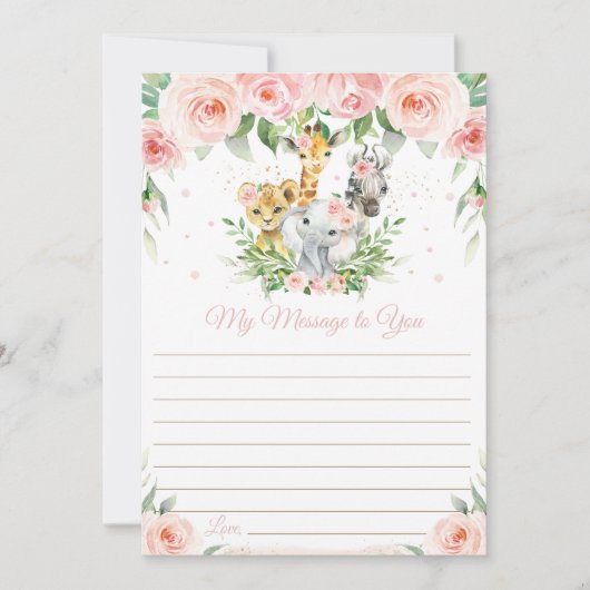 Jungle Animals Floral Time Kapsel Message Card Einladung (Vorderseite)