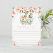 Jungle Animals Floral Time Kapsel Message Card Einladung (Stehend Vorderseite)