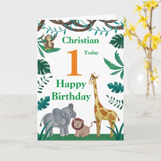 Jungle Animals Geburtstagskarte Karte (Gelbe Blume)