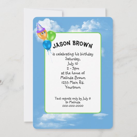 Jungle Animals Geburtstagsparty Einladung (Rückseite)