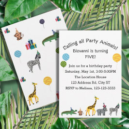 Jungle Animals Geburtstagsparty, Kindergeburtstag Einladung