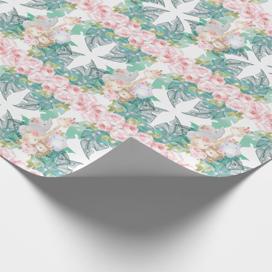 Jungle Animals Girl Birthday Safari Geschenkpapier (Ecke)