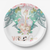 Jungle Animals Girl Birthday Wild One Pappteller (Vorderseite)
