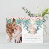 Jungle Animals Girl Geburtstags-Foto Dankeskarte (Stehend Vorderseite)