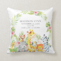 Jungle Animals Girls Baby Birth Stats Pilze