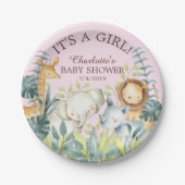 Jungle Animals Girls Baby Shower 7" Plättchen Pappteller (Vorderseite)