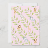 Jungle Animals Girls Babydusche Einladung (Rückseite)