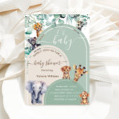 Jungle Animals Green Boho Baby Dusche Einladung