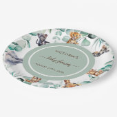 Jungle Animals Greeneral Neutral Baby Dusche Pappteller (Schrägansicht)