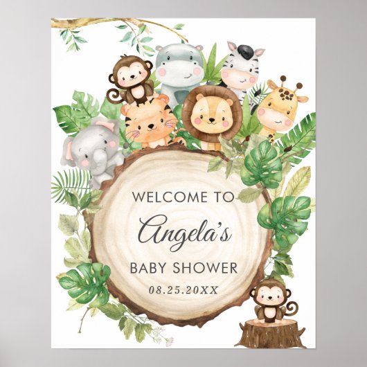Jungle Animals Greenerity Baby Dusche Begrüßungsze Poster (Vorne)