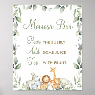 Jungle Animals Greenerity Baby Dusche Momosa Bar Poster