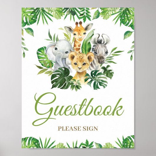 Jungle Animals Greenerity Baby Shower Gästebuch Ze (Vorne)