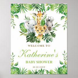Jungle Animals Greenerity Boy Baby Dusche Willkomm Poster