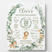 Jungle Animals Greenery Baby Birth Print Stats Fotoplatte (Vorderseite)