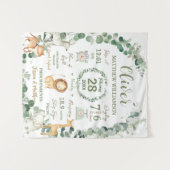 Jungle Animals Greenery Baby Birth Print Stats Wandteppich (Vorderseite (Horizontal))