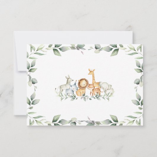 Jungle Animals Greenery New Baby Boy Foto Birth Ankündigung (Rückseite)