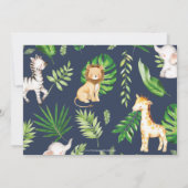 Jungle Animals Greenery Safari 1. Geburtstag Foto Einladung (Rückseite)