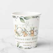 Jungle Animals Greenery Wild 1. Geburtstag Pappbecher (Vorderseite)