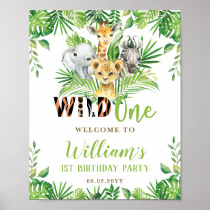 Jungle Animals Greenery Wild Ein Geburtstag Willko Poster