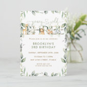 Jungle Animals Greenery Young Wild and Three Einladung (Stehend Vorderseite)