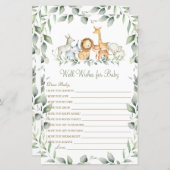 Jungle Animals Gute Wünsche für Baby Dusche Spiel (Vorne/Hinten)