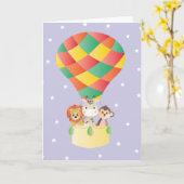 Jungle Animals Hot Air Ballon Night Sky Stars Karte (Gelbe Blume)