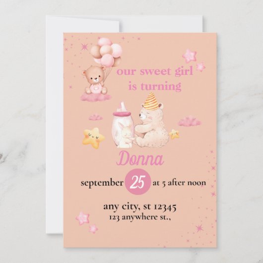 Jungle Animals Kinder 1. Geburtstag Party Einladung (Vorderseite)