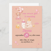 Jungle Animals Kinder 1. Geburtstag Party Einladung (Vorne/Hinten)