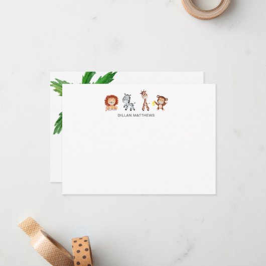 Jungle Animals Kinder Mitteilungskarten (Vorderseite/Rückseite Beispiel)