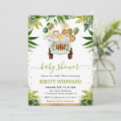 Jungle Animals Kinderdusche Einladung (Stehend Vorderseite)