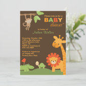 Jungle Animals Kinderdusche Einladung (Stehend Vorderseite)