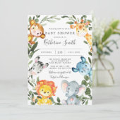 Jungle Animals Kinderdusche Einladung (Stehend Vorderseite)