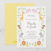 Jungle Animals Kinderdusche Einladung (Vorne/Hinten)