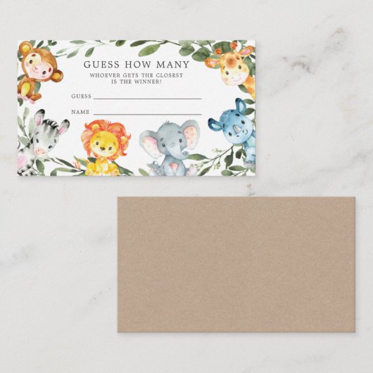 Jungle Animals Kinderdusche schätzt wie viele Kart Begleitkarte (Vorne/Hinten)