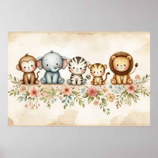 Jungle Animals Kinderzimmer Poster (Vorne)