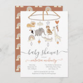 Jungle Animals Mobile Baby Dusche Einladung (Vorne/Hinten)