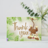 Jungle Animals Monkey Baby Boy Dusche Vielen Dank Dankeskarte (Stehend Vorderseite)