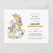 Jungle Animals Orange Babydusche Einladungspostkarte (Vorderseite)