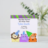 Jungle Animals Party Einladung (Stehend Vorderseite)