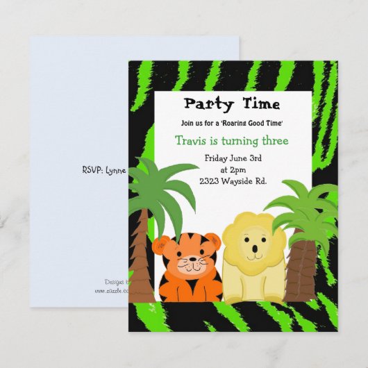 Jungle Animals Party Einladung (Vorne/Hinten)