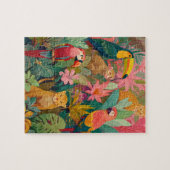 Jungle Animals Puzzle – Leopard and Tropical Birds (Horizontal)