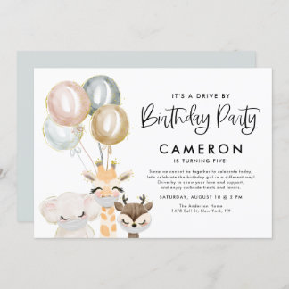 Jungle Animals Quarantäne Drive by Birthday Party Einladung