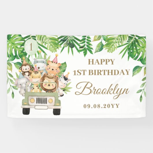 Jungle Animals Safari Auto Adventure Party Hinterg Banner (Horizontal)